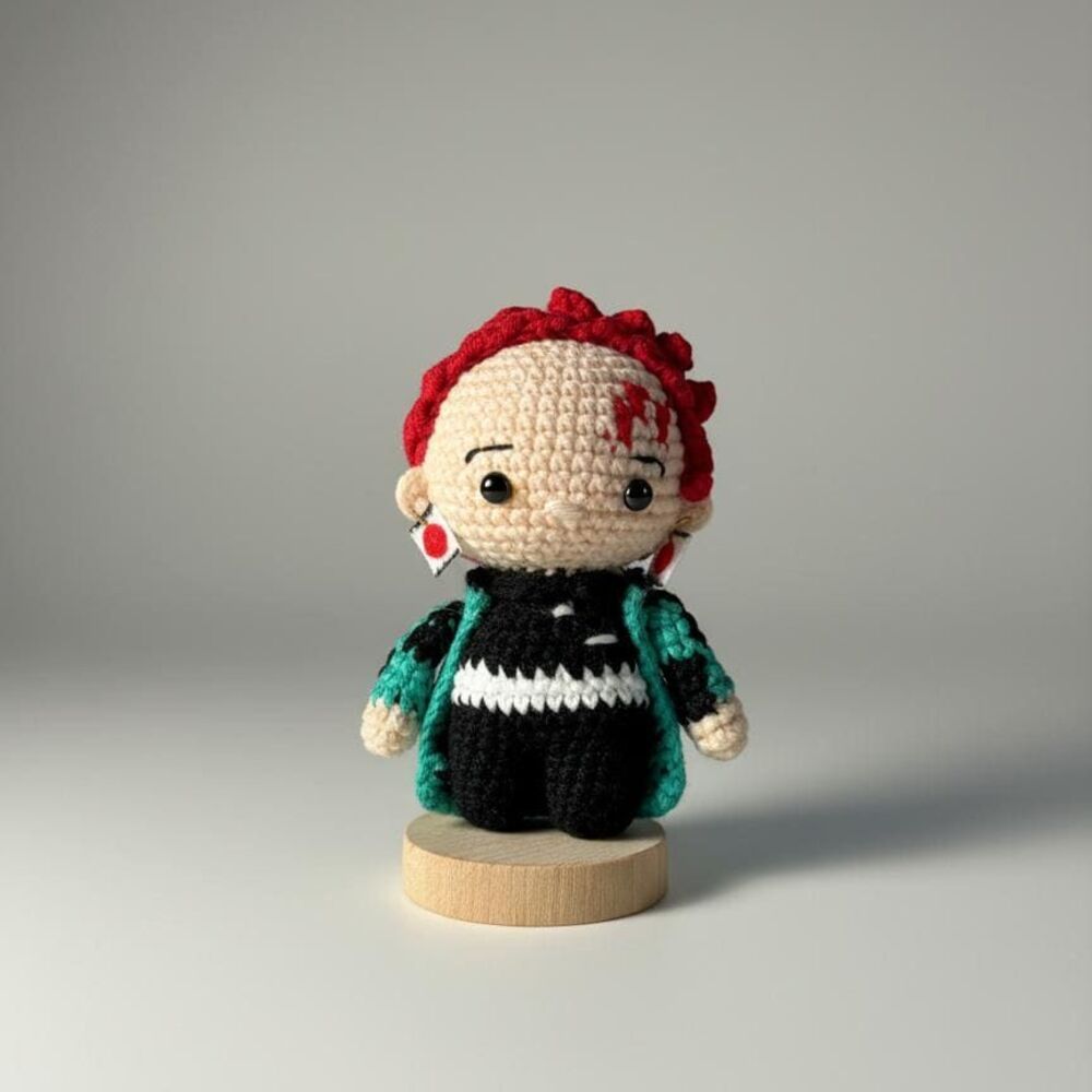 Handmade Crochet Tanjiro Kamado Doll – Demon Slayer Amigurumi Gift